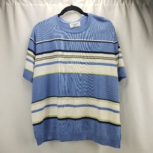 Alfred Dunner Women's Plus Size Short Sleeve Stripes Pull Over Sweater 2X